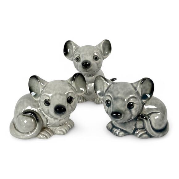 Goebel Mouse Figurines Lot of 3 Mice 35793 35794 35795 W Germany Gray Rats - Picture 1 of 9